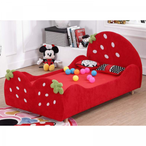 Strawberry red plush high quality upholstery children bed kids room furniture