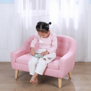 Cute Pink Linen fabric kids couch for living room and kids bedroom