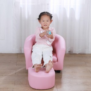 Chinese Factory Direct Sales Durable Kids Fabric Sofa With Ottoman Children Round Armchair