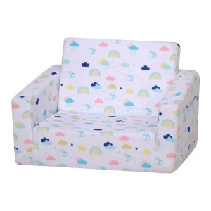 2023 hot sell design kids flip out sofa 2-in-1 Flip Open Foam Couch Bed teddy fabric