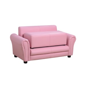 Two-seater kids sofa with waterproof fabric includes a bench