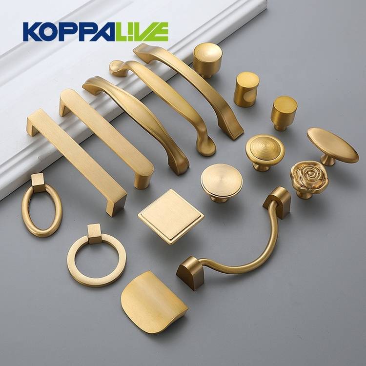 Furniture hardware copper kitchen cabinet drawer brass pull handle knob