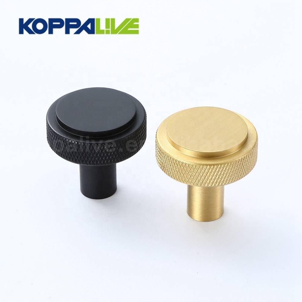 6142-China manufacturer custom gold modern furniture copper hardware solid brass cabinet door knurled knob