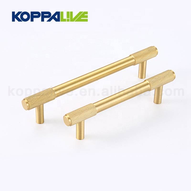 6142T Bar Kitchen Straight Cupboard Handle Cabinet Pull Solid Brass Knurled Handles For Furniture Hardware
