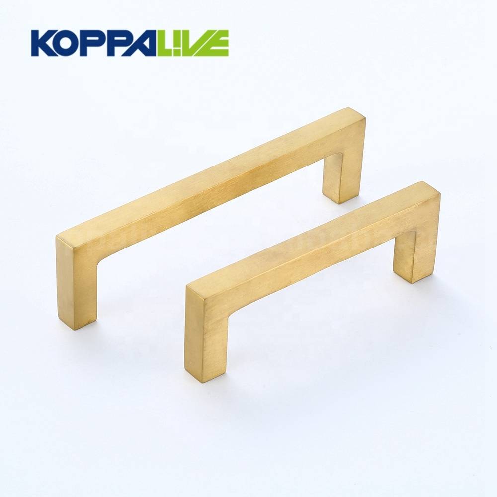 Golden bedroom furniture cabinet hardware accessories square solid brass drawer closet pull handle