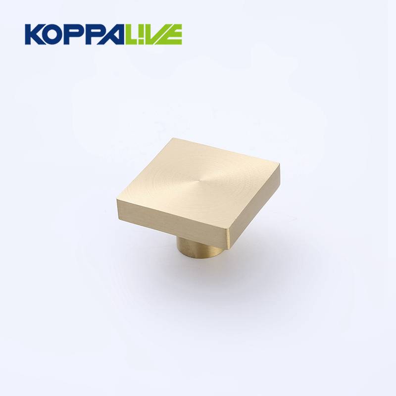9027 Home decor square pure brass modern style gold drawer wardrobe knob for bedroom kitchen cabinets