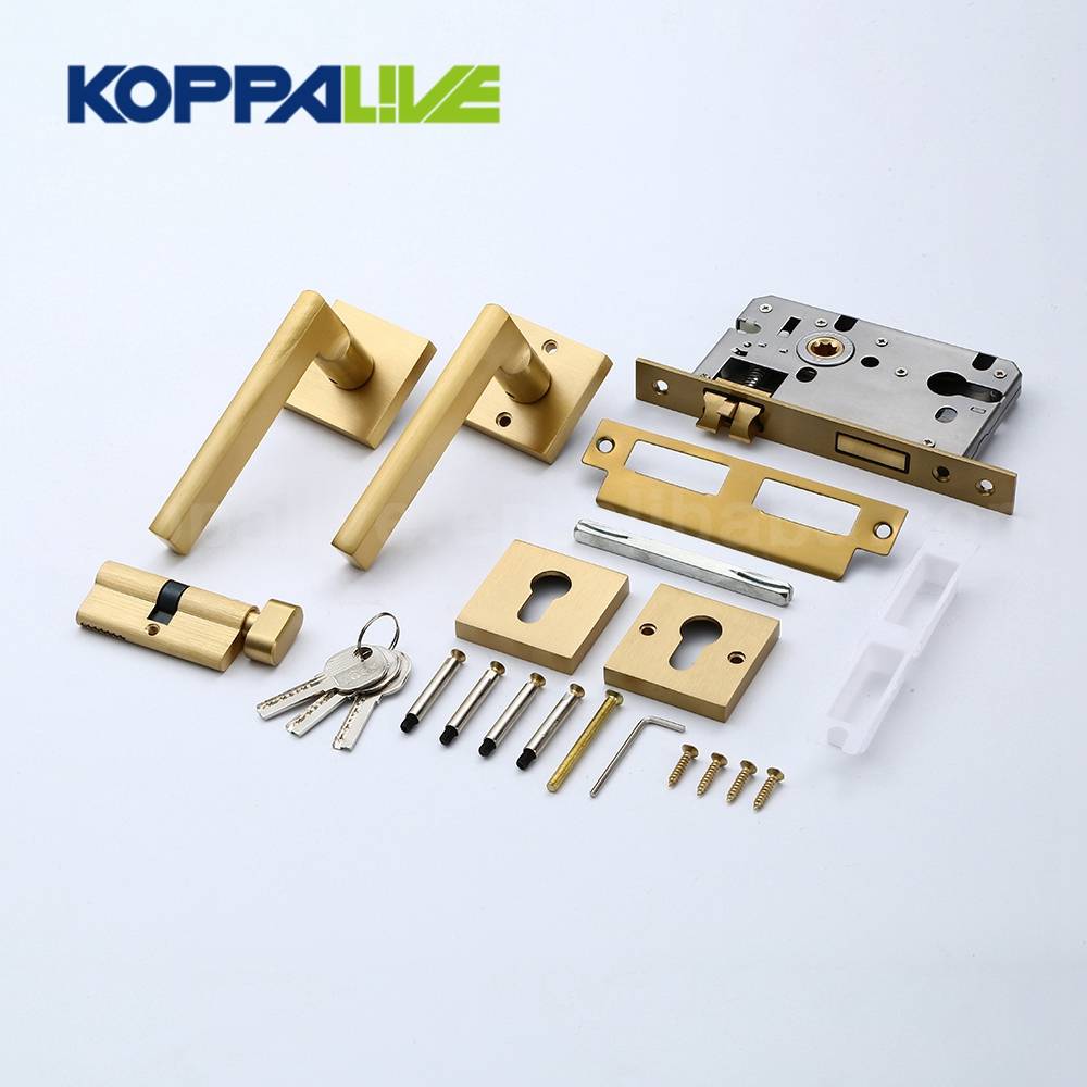 KOPPALIVE Brand Brass Internal Mortise Lock Door Lever Handle With Lock Body and Lock Cylinder