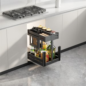 Aluminum seasoning pull baskets for high-end cabinets in kitchens
