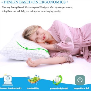 Queen Size cooling Shredded Memory Foam Pillows with Washable Removable Cover