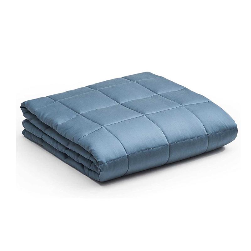 Weighted Blanket — 100% Natural Bamboo Viscose Oeko-Tex Certified Material with Premium Glass Beads (Blue Grey, 48”x72” 15lbs), Suit for One Pers Featured Image