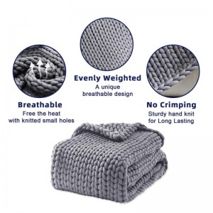 Cooling Weighted Blanket 20lbs QueenKing Handmade Knitted Chunky Blankets No Beads 60”x80”Evenly Weighted Breathable Throw Soft Napper Yarn Machine Washable