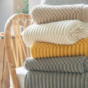 Soft Lightweight Tassels Custom Thin Baby Knitted Throw Blanket