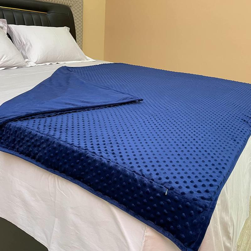 Best OEM Chunky Knit Weighted Blanket Service- Weighted Blanket Cover, 36”x48” Blue Minky Dot Duvet Cover, Removable Duvet Cover for Weighted Blanket  – Kuangs