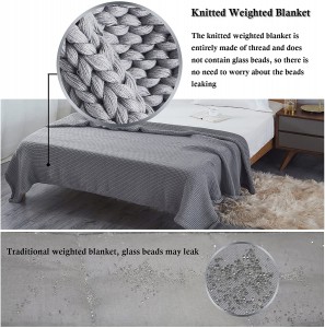 Knitted Weighted Blanket Cooling Chunky Knit Heavy Blanket for Adults Throw Blanket
