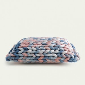 Custom Cotton Cable Baby Chunky Knitted Blanket And Pillow