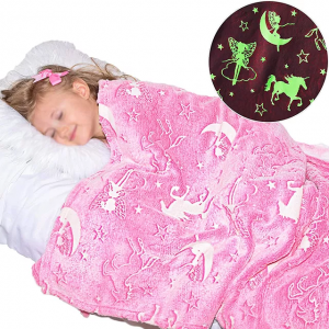 Glow in the Dark and Mat Luminous Fleece Disposable Blanket and Rug for Kids