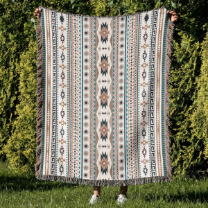 Bohemska tkana odeja za piknik na prostem z resicami