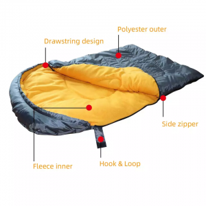 Outdoor Warm Packable Waterproof Dog Sleeping Bag with Drawstring Storage Backpack