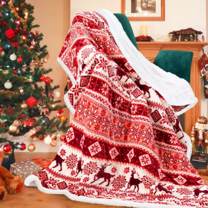 Wholesale Christmas New Year Gift Blanket Soft Touch Printed Sherpa Fleece Throw Blanket