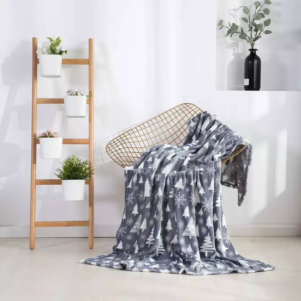 Wholesale Custom Printed Christmas Tree Blanket Christmas Flannel Fleece Throw Blanket