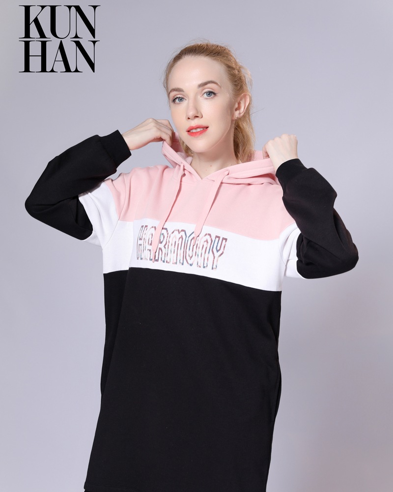 Lady Cut & Sew Casual Sport Oversized Long Hoodie Featured Image