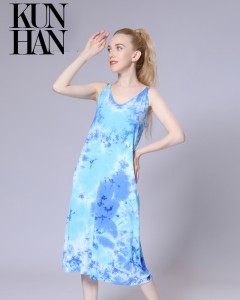 Reasonable price Hoodies For Men Under 500 - Lady Tie Dye Sleeveless Rayon Comfort Long Dress – Kunhan