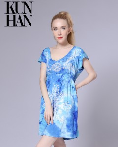 OEM/ODM Supplier Grey Zip Up Hoodie - Lady Printed Tie Dye Backless Short Sleeve Comfort Dress – Kunhan
