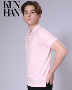 Men Cotton Plain Pink Basic Polo Shirt
