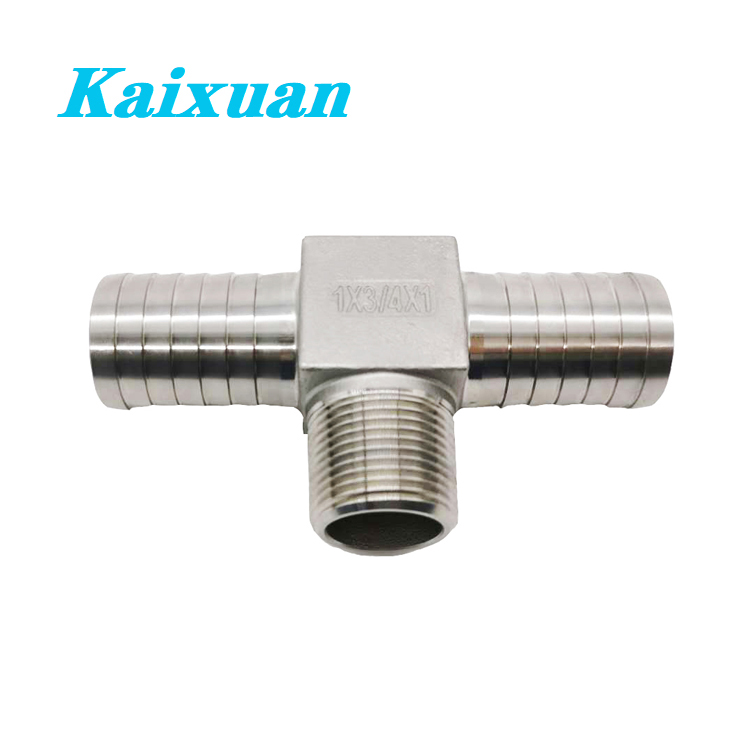 stainless steel hose barb male tee fittings