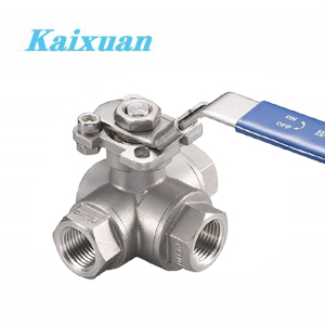 3 Way Stainless Steel Full Port Ball Valve With Mounting Pad CF8M NPT Ball Valves