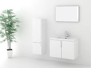 wall hung bathroom vanity with simple design