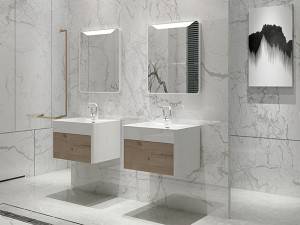 solid surface Artificial stone wall hung hand wash basin Plywood MDF Bathroom cabinet