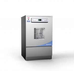 Self-contained laboratory glassware washing machine can wash 238 sample vials at a time