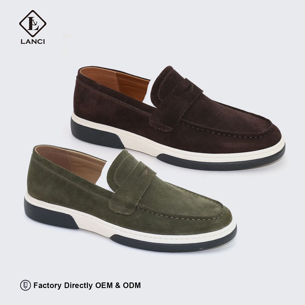 Custom loafers for men with suede leather factory OEM service