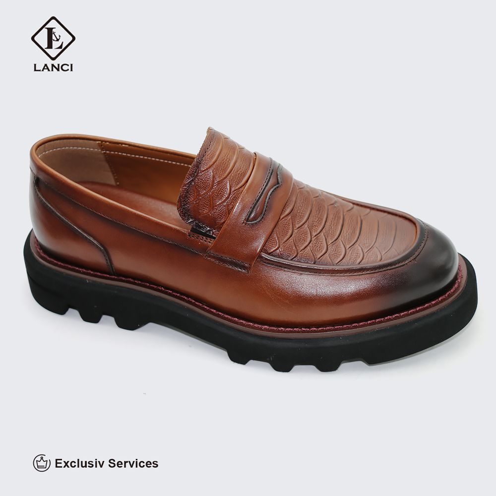Casual loafers for men brown leather custom men shoes manufacturers