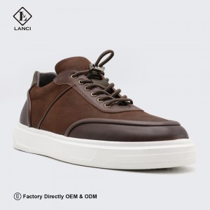 genuine leather padel shoes brown casual shoes ...