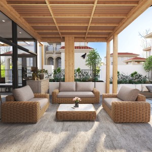 Wholesale Outdoor Furniture Home Corner Leisure Sofa Conversation Garden Rattan Sofa Set