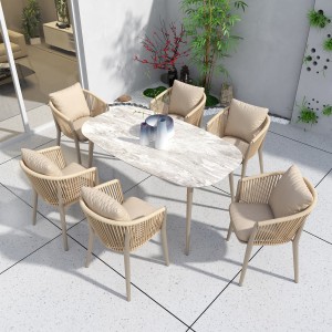 Wholesale aluminum Outdoor Solid Dining Table And Garden Chair Set