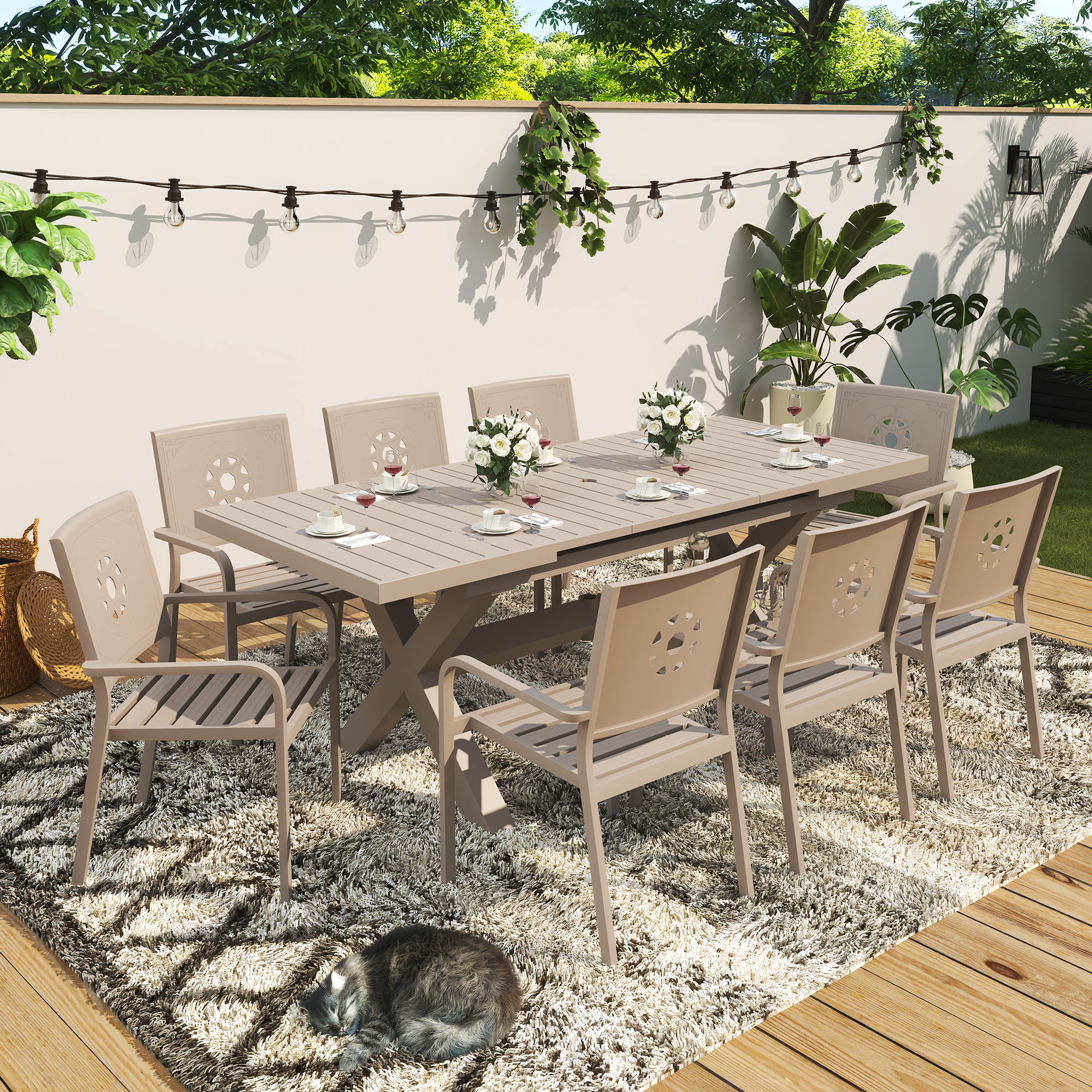 Modern outdoor garden restaurant furniture waterproof tables and chairs