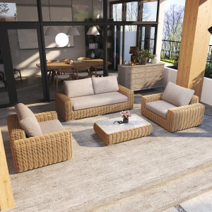 Wholesale Outdoor Furniture Home Corner Leisure Sofa Conversation Garden Rattan Sofa Set