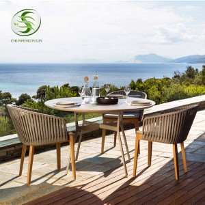Modernfurniture hotel restaurant aluminum with outdoor rope woven leisure garden dining chair