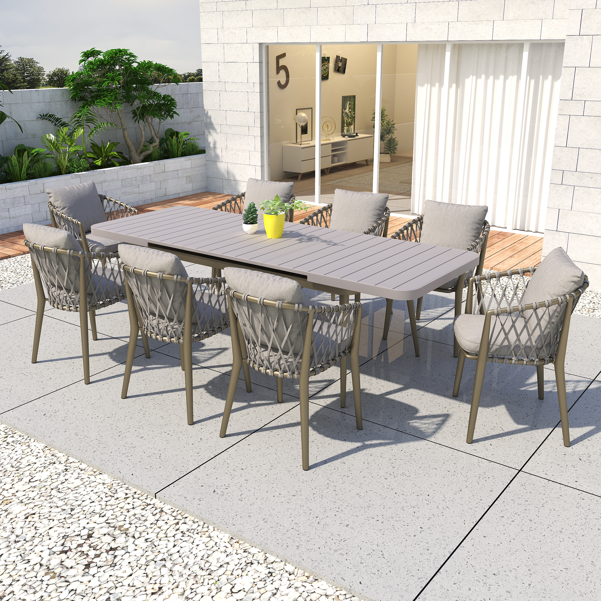 The new aluminum table lounge chair leads the fashion outdoor living！