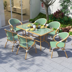 Wholesale Outdoor Metal Aluminium Dinning Table And Whicker Chair Set Rattan
