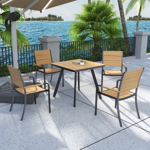 Modern outside Wood aluminum furniture outdoor Table and chair set