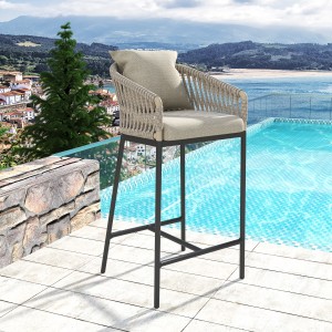 wholesale outdoor Black patio Stacked bar stools aluminum rope chair