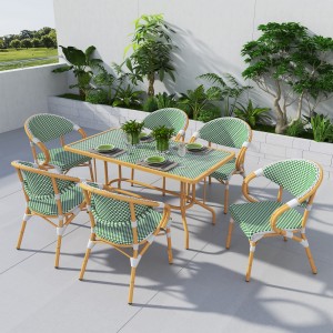 Wholesale Outdoor Metal Aluminium Dinning Table And Whicker Chair Set Rattan