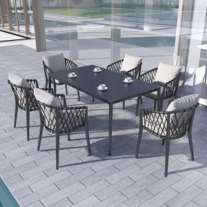 Wholesale Discount Dropshipping Outdoor Family Dinner Outdoor Stackable Rattan Chair Coffee Shop Leisure Aluminum Alloy Bamboo Rattan Dinning Chair