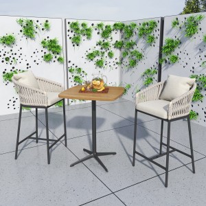 wholesale outdoor Black patio Stacked bar stools aluminum rope chair