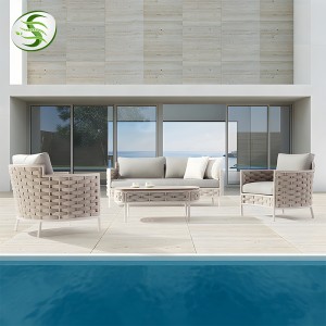 High Performance Wholesale Modern Design Outdoor Garden Patio Teak Wood Furniture Aluminum Sofa