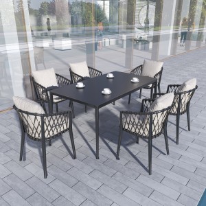 Wholesale Discount Dropshipping Outdoor Family Dinner Outdoor Stackable Rattan Chair Coffee Shop Leisure Aluminum Alloy Bamboo Rattan Dinning Chair